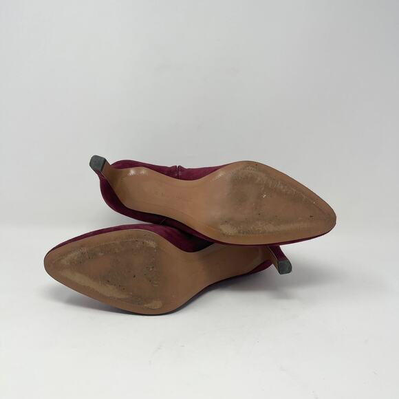 Banana‎ Republic Ankle Boot Womens 9 Burgundy Suede Leather 3” Heel Pointed Toe - Picture 8 of 9
